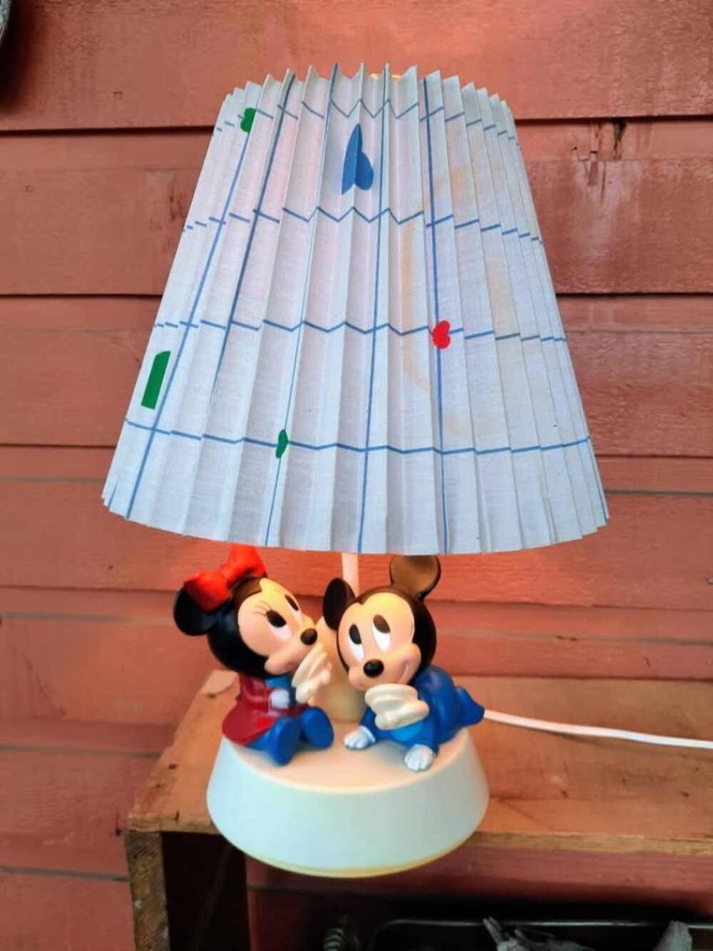 Walt Disney Baby Mickey Minnie Mouse Nursery Lamp Night Light Shade 1984 Vtg